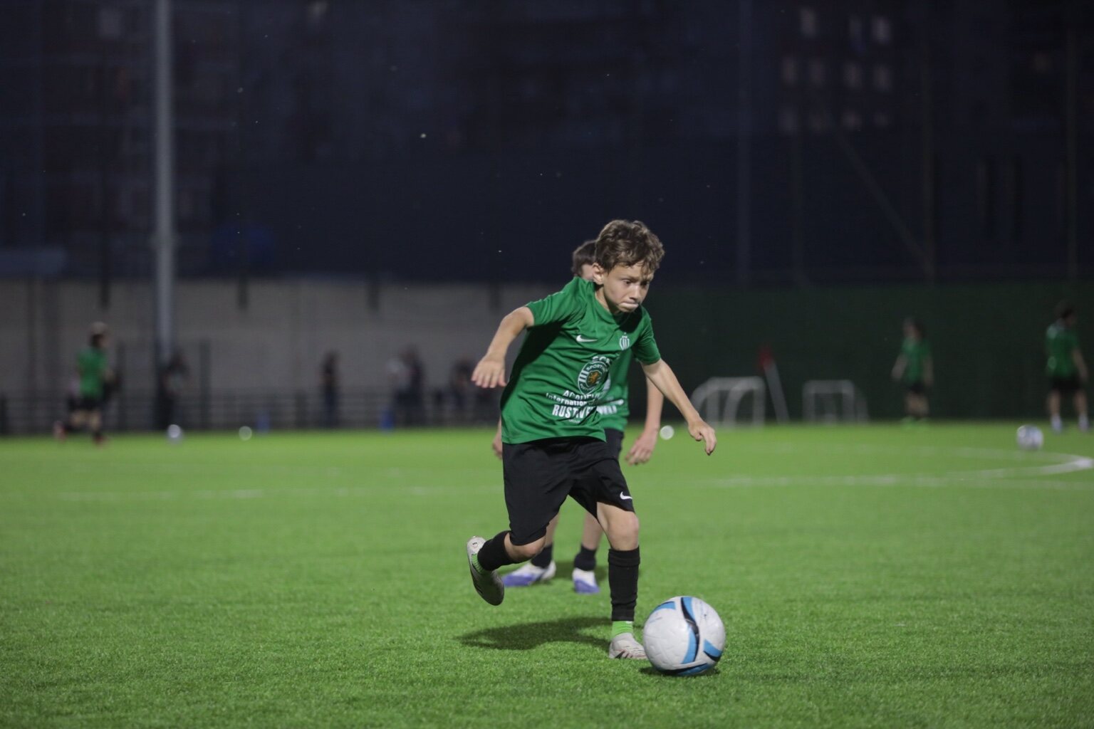 Sandro Abesadze attacking with the ball during night training