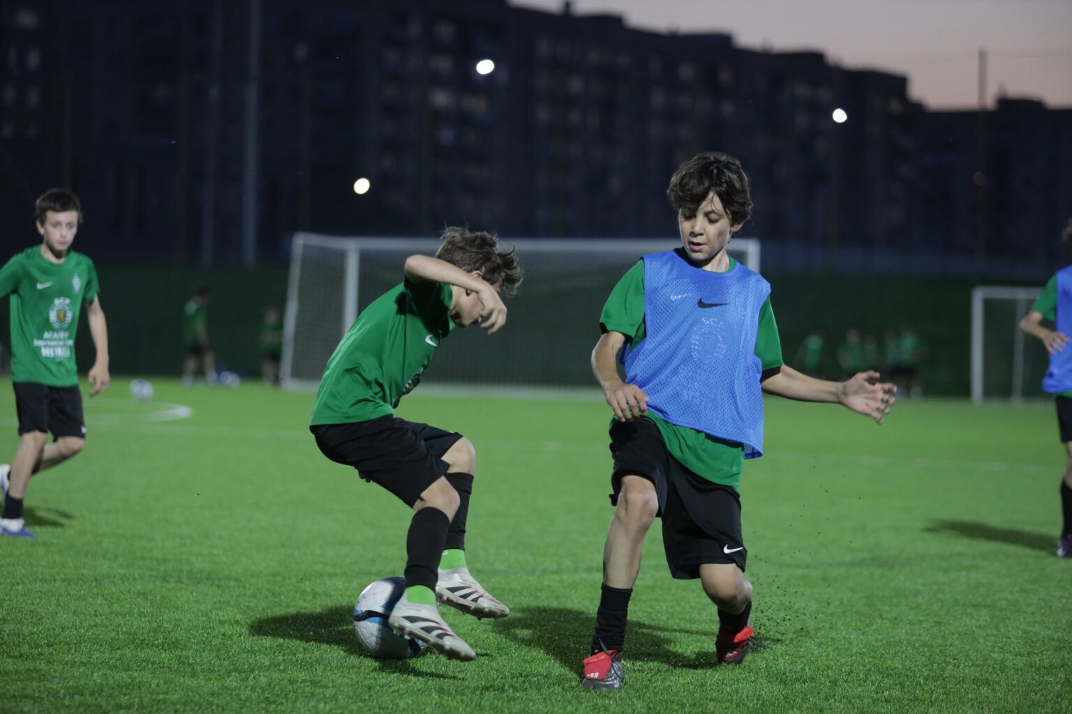 Sandro Abesadze changing direction against a defender