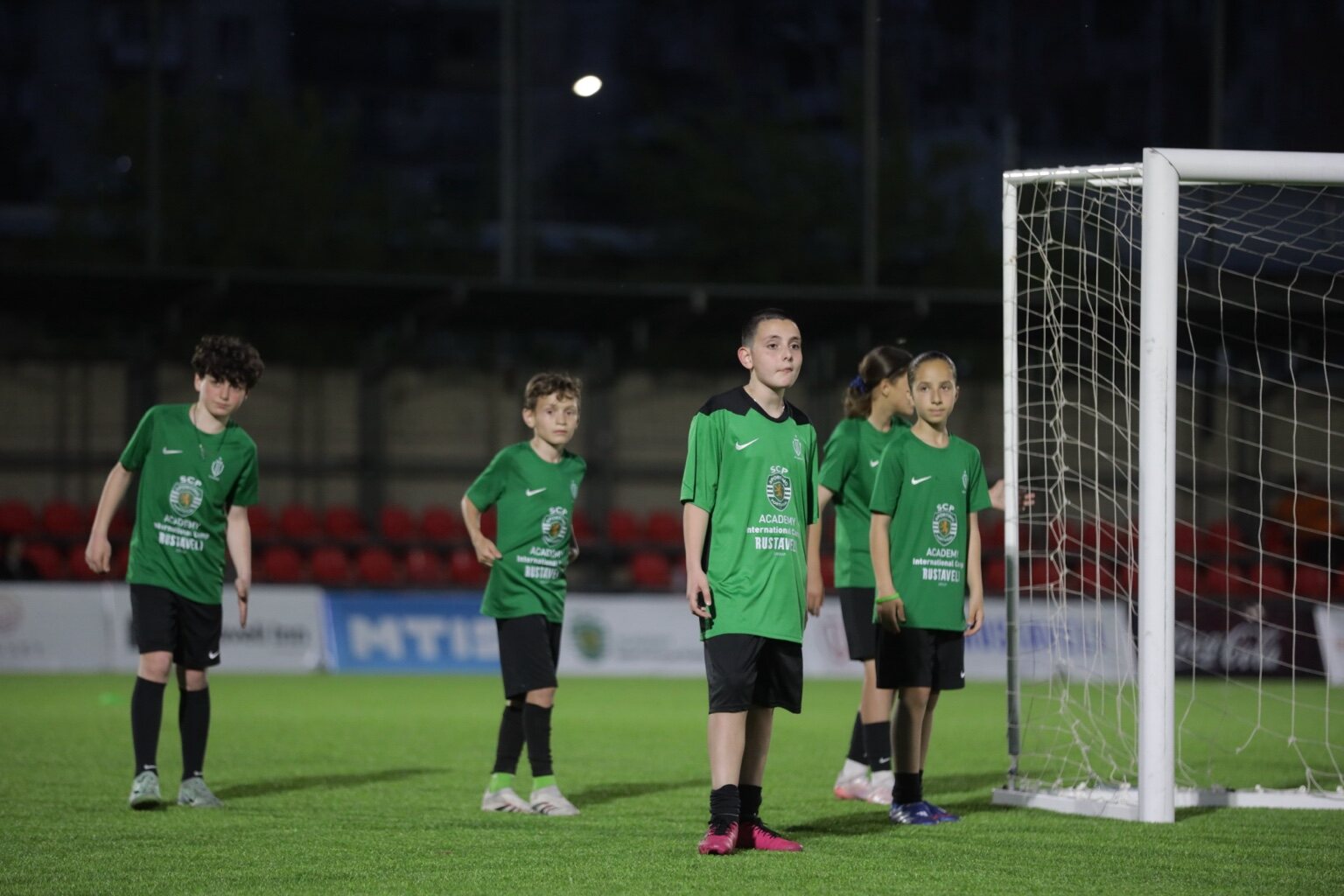 Sandro Abesadze and teammates preparing near the goal during training