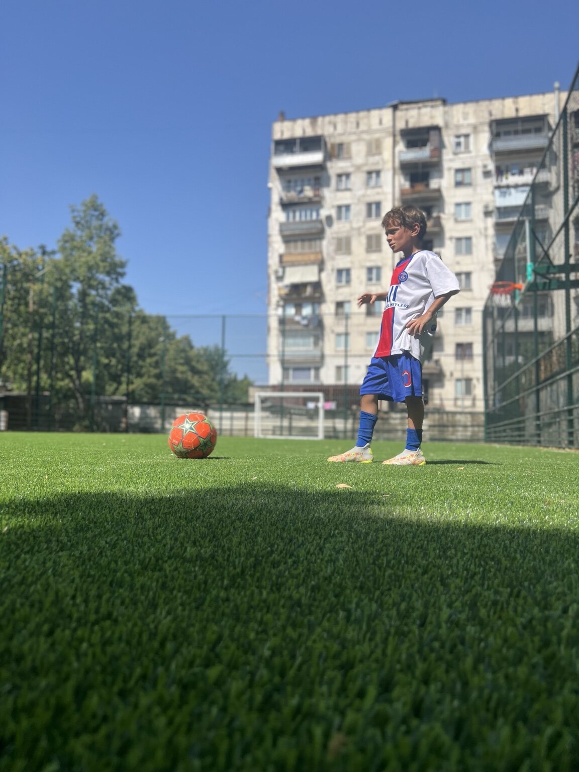 Sandro Abesadze preparing beside the ball on the football pitch