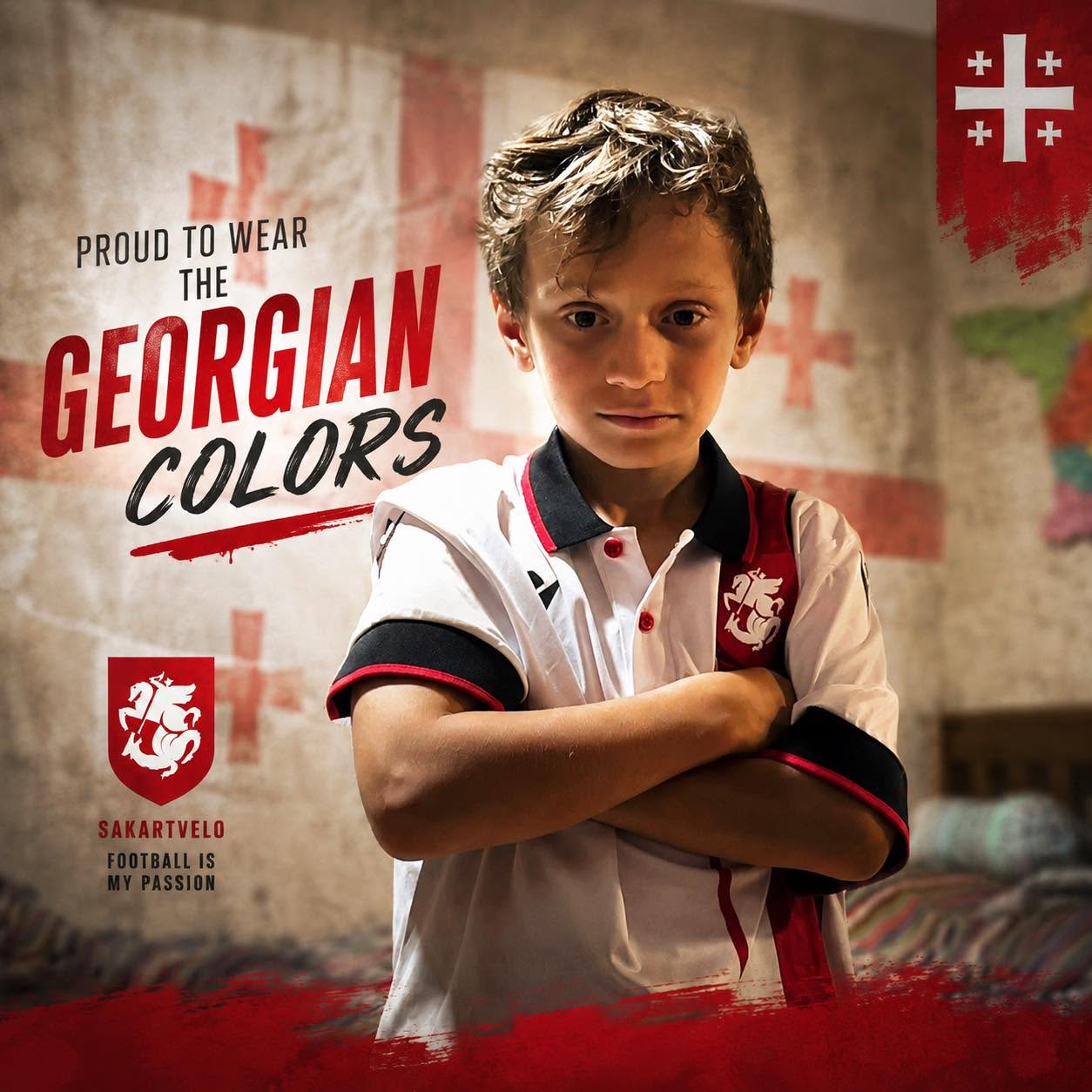 Sandro Abesadze wearing the Georgian national colors